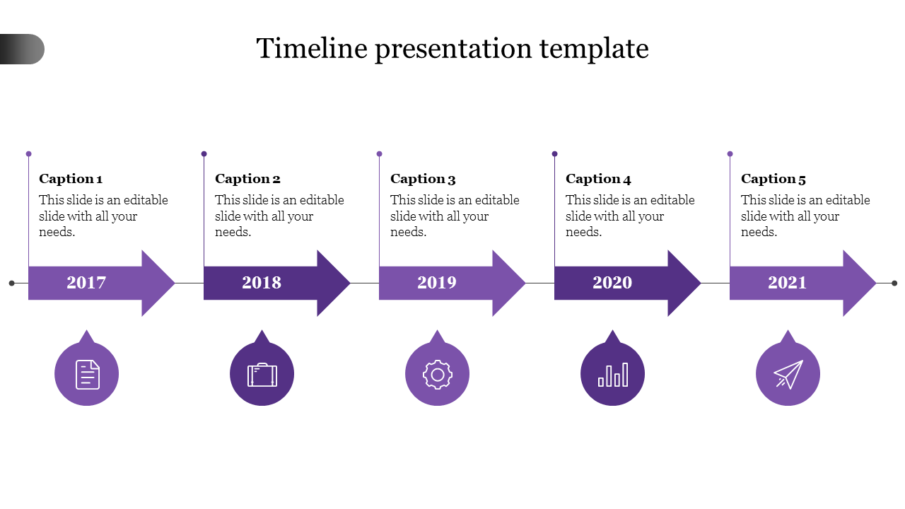 Free - Use Timeline Presentation Template In Purple Color